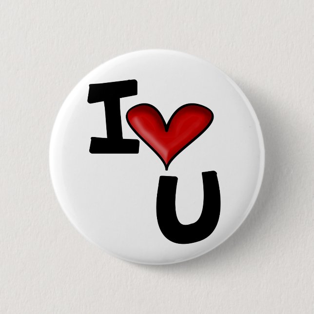 Ich liebe dich Graphic Typography Button (Vorderseite)