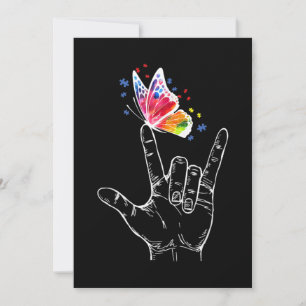 Ich liebe dich Hand Gebärdensprache Schmetterling  Einladung
