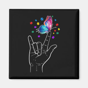 Ich liebe dich Handgebärdensprache Schmetterling A Magnet