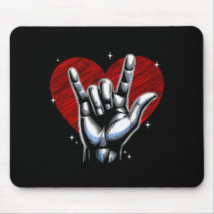 Ich liebe dich Handzeichen Asl Herz Frauen Kinder  Mousepad