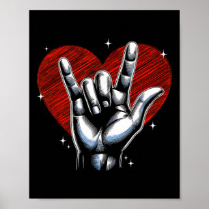 Ich liebe dich Handzeichen Asl Herz Frauen Kinder  Poster