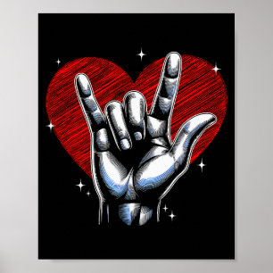 Ich liebe dich Handzeichen Asl Herz Frauen Kinder Poster