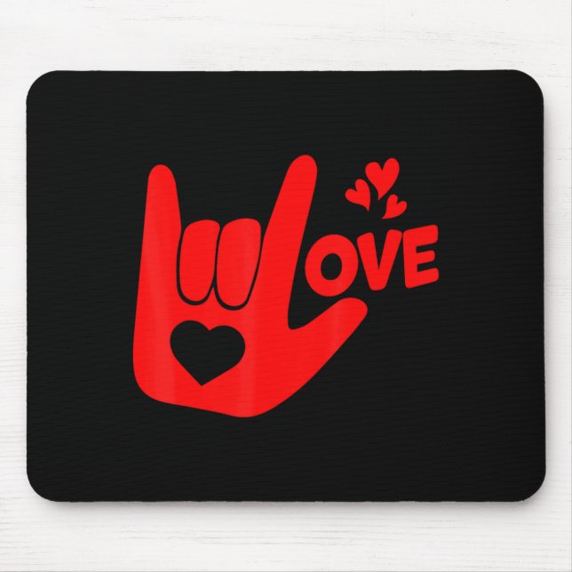 Ich liebe dich Handzeichen Asl Valentinstag Lustig Mousepad (Vorne)