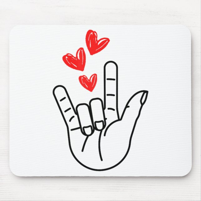 Ich-liebe-dich-Handzeichen Herz Frauen Mädchen Val Mousepad (Vorne)