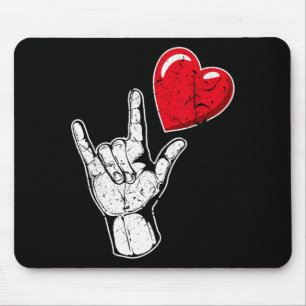 Ich liebe dich Handzeichen Valentinstag Shirt _ Sp Mousepad