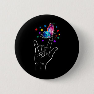 Ich liebe dich Handzeichensprache Schmetterling Au Button