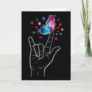 Ich liebe dich Handzeichensprache Schmetterling Au Karte