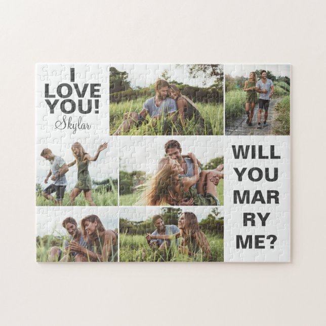 Ich Liebe dich! Heiraten Sie mir Fotocollage Puzzle (Horizontal)