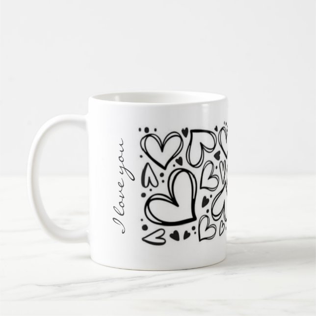 Ich liebe dich Herz Design Kaffeetasse (Links)