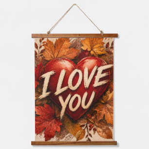 Ich liebe dich Herz Design Wandteppich Mit Holzrahmen