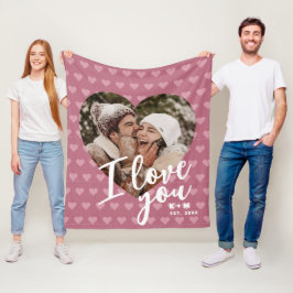 Ich liebe Dich Herz Foto & Initialen Fleecedecke
