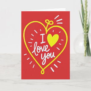 Ich liebe dich Herz Gelbe Kunstkarte Karte