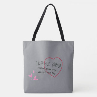 "Ich liebe dich Herz Romantische graue Tasche | Va