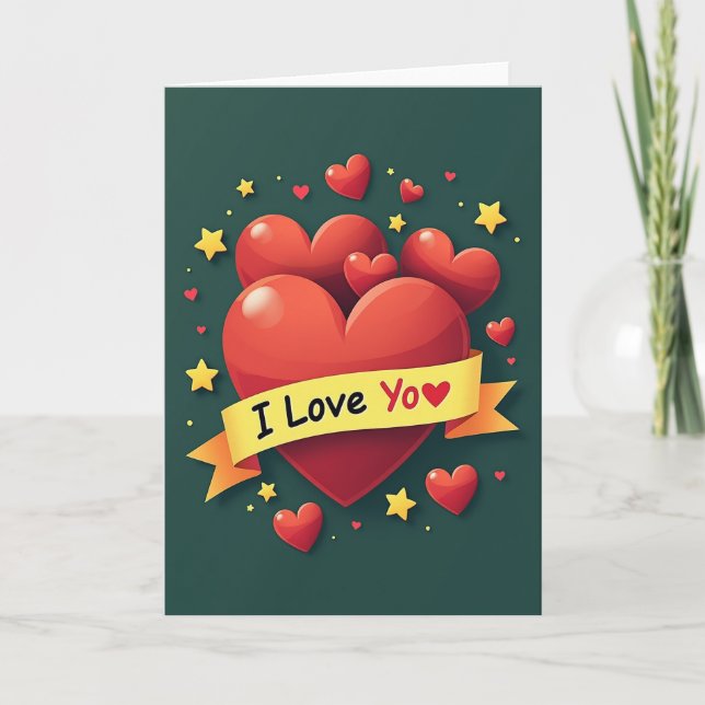 Ich liebe dich Herzbotschaft Karte (Vorderseite)