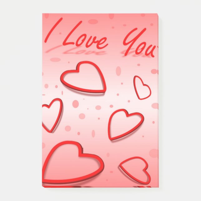 "ICH LIEBE DICH" HERZEN POST-IT KLEBEZETTEL (Vorderseite)