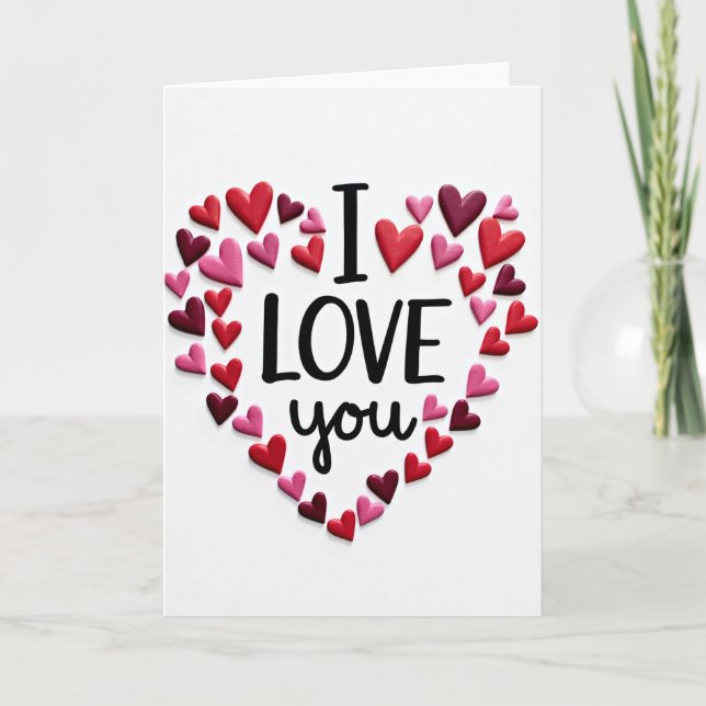 Ich liebe dich Herzmuster Karte (Vorderseite)