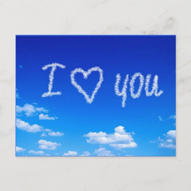 "Ich liebe Dich" Himmelsschrift Postkarte (Vorderseite)