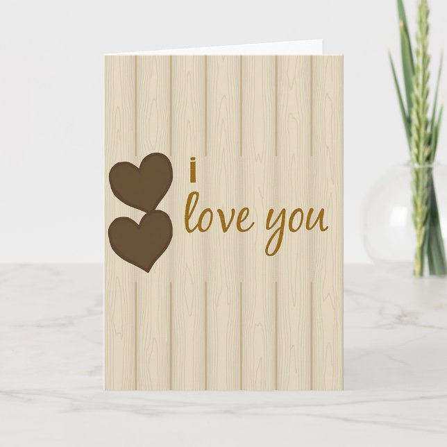 Ich liebe dich Holzkorn Karte (Vorderseite)