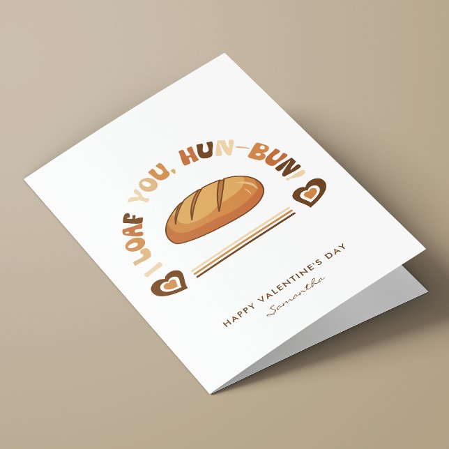Ich liebe dich Hun-Bun Baker Pun Funny Valentine's Feiertagskarte (Funny and cute bread pun greeting card perfect for Valentine's Day or an Anniversary)