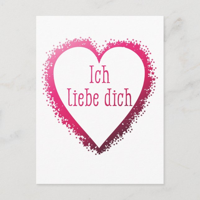 Ich liebe dich, ich Liebe dich auf Deutsch in Rosa Postkarte (Vorderseite)