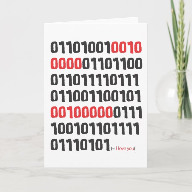 Ich liebe dich im Binärcode Karte (Vorderseite)