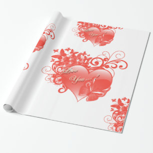 ICH LIEBE DICH IM ROTEN HERZEN GESCHENKPAPIER