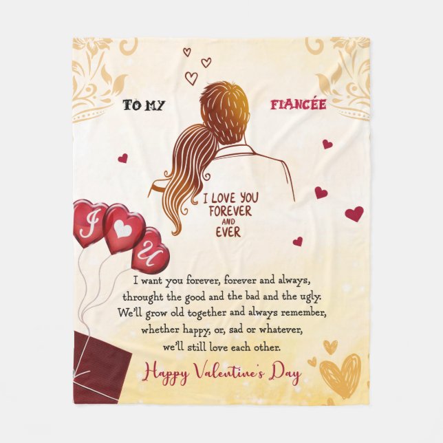 Ich Liebe dich immer und immer, glücklicher Valent Fleecedecke (Vorderseite)