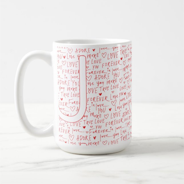 Ich liebe dich J — Personalisierter Anfangsbuchsta Kaffeetasse (Links)