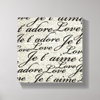 Ich Liebe dich, je t' aime, gepeitschte Canvas Leinwanddruck