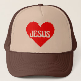 Ich liebe dich Jesus Pixel Art Truckerkappe