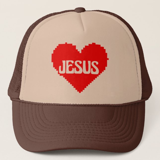 Ich liebe dich Jesus Pixel Art Truckerkappe (Vorderseite)