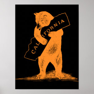 Ich liebe dich Kalifornien - Orange und Schwarz Poster