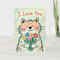 Ich liebe dich Karte Kritzel Katze