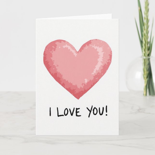 Ich liebe Dich Karte mit gemaltem Herzen (Vorderseite)