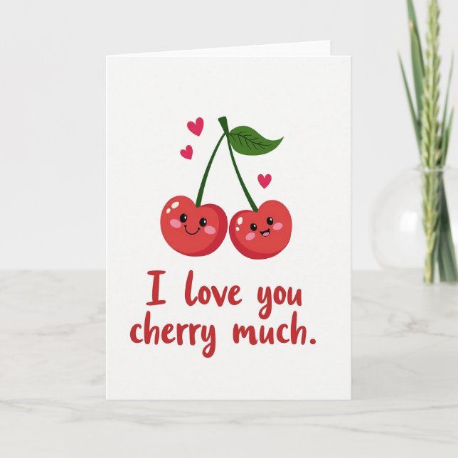 Ich liebe dich Kirsche sehr Karte (Vorderseite)