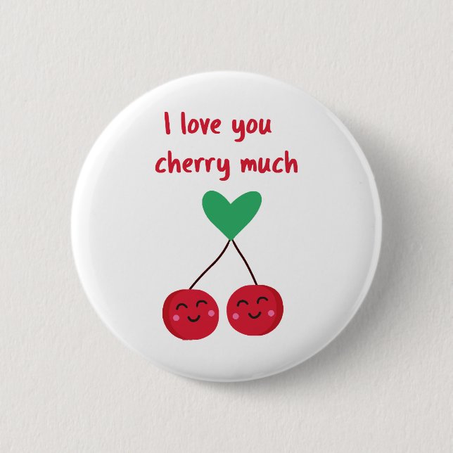 Ich liebe dich Kirsche viel Valentinstag Button (Vorderseite)