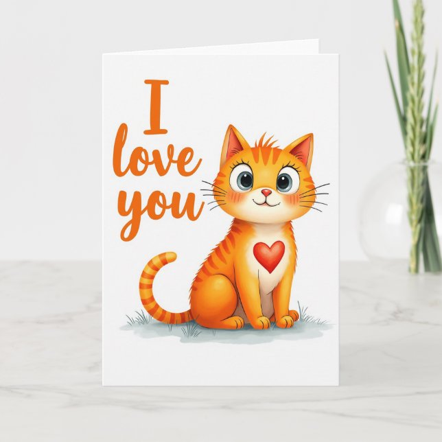 Ich liebe dich Kitty Katze Karte (Vorderseite)