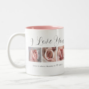 Ich liebe dich Mama 3 Foto Collage Zweifarbiges Ka Zweifarbige Tasse