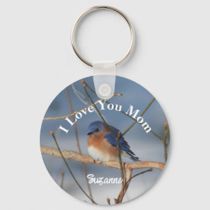 Ich liebe dich Mama Blaue Vögel Personalisiert Schlüsselanhänger