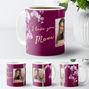 Ich liebe Dich Mama Burgunder Orchidee Foto Kaffeetasse