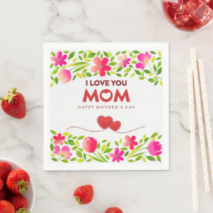 "Ich liebe dich Mama" Frohen Muttertag Blumen  Serviette