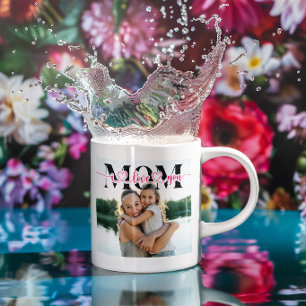 Ich liebe dich Mama Herz Typography Foto Kaffeetasse