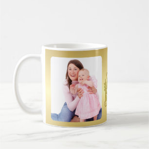 Ich liebe dich Mama mit goldenem Herzen und Fotos Kaffeetasse