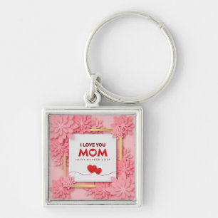 Ich liebe dich Mama Muttertag Floral und Gold Schlüsselanhänger