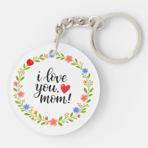 Ich liebe dich Mama Muttertag Florale Kalligrafie  Schlüsselanhänger