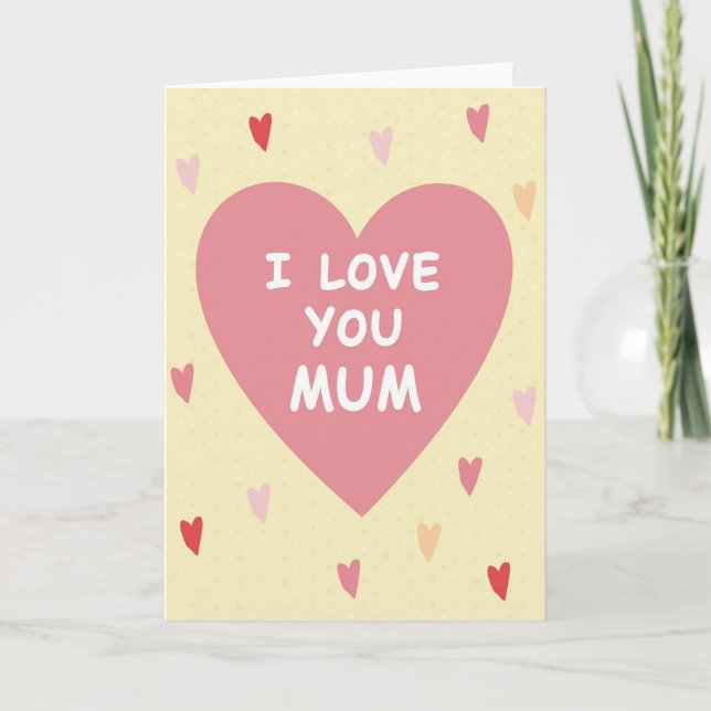 Ich liebe dich Mama Polka Dot Karte (Vorderseite)