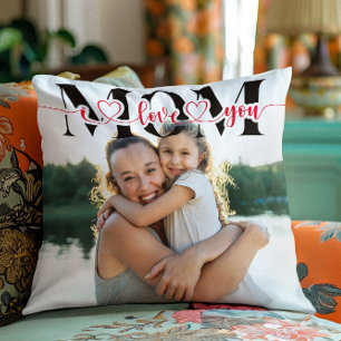 Ich liebe dich Mama Rotherzen-Typografie-Foto Kissen
