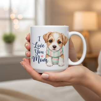 Ich liebe dich Mama Süße Welpen Schal Kaffeetasse