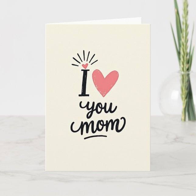 Ich liebe Dich Mama Vintage Karte (Vorderseite)
