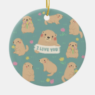 Ich Liebe dich, Marmots Illustration Keramik Ornament